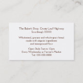 Bäckerei-Visitenkarte Visitenkarte (Rückseite)