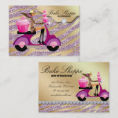 Bäckerei-Visitenkartezebra-Rosa-Goldschein Visitenkarte (Vorne/Hinten)