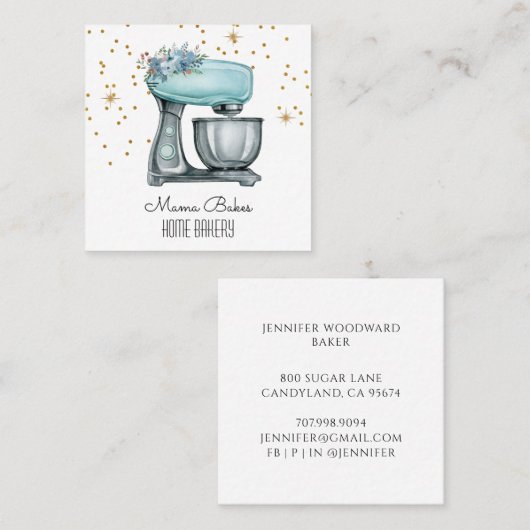 Bäckerei Wasserfarbgebäck Koch Quadratische Visitenkarte (Vorne/Hinten)