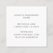 Bäckerei Wasserfarbgebäck Koch Quadratische Visitenkarte (Rückseite)