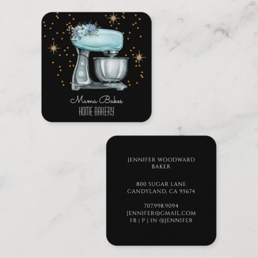 Bäckerei Wasserfarbgebäck Koch Quadratische Visitenkarte (Vorne/Hinten)