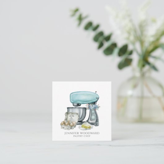 Bäckerei Wasserfarbgebäck Koch Quadratische Visitenkarte (Stehend Vorderseite)