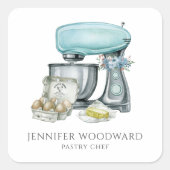 Bäckerei Wasserfarbgebäck Koch Quadratischer Aufkleber (Vorderseite)