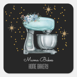 Bäckerei Watercolor Konditorei Koch Schwarz Quadratischer Aufkleber