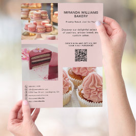 Bäckerei Werbeaktion Foto Social Media QR Rosa Flyer