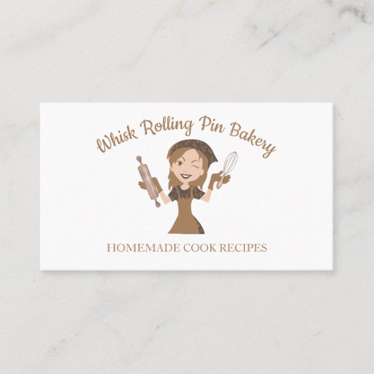 Bäckerei Whisk Rolling Button Brown Logo Visitenkarte (Vorderseite)