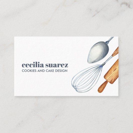 Bäckerei Whisk Spoon Rolling Button Patisserie mod Visitenkarte (Vorderseite)