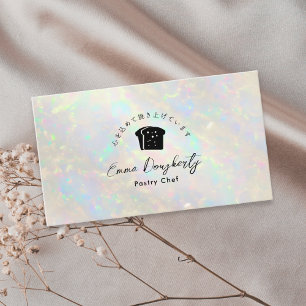 Bäckerei White Opal Holografisches Brot-Logo Visitenkarte