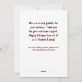 Bäckerei Winter Urlaub Kundenempfehlung Feiertagskarte (Rückseite)