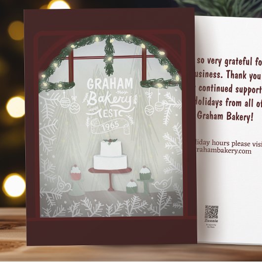 Bäckerei Winter Urlaub Kundenempfehlung Feiertagskarte