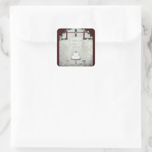 Bäckerei Winterferiengebäck Quadratischer Aufkleber (Tasche)