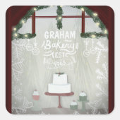 Bäckerei Winterferiengebäck Quadratischer Aufkleber (Vorderseite)