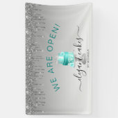 Bäckerei Wir sind offen Glitzer Tropfen Türkiskuch Banner (Vertikal)