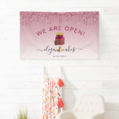 Bäckerei Wir sind Open Glitzer Tropfen Burgundi Ku Banner (Insitu)