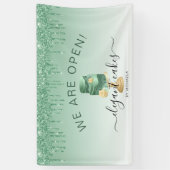 Bäckerei Wir sind Open Glitzer Tropfen Green Cake  Banner (Vertikal)