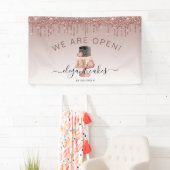 Bäckerei Wir sind Open Glitzer Tropfen Rose Gold C Banner (Insitu)