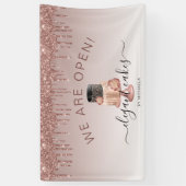 Bäckerei Wir sind Open Glitzer Tropfen Rose Gold C Banner (Vertikal)
