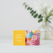 Bäckerei Yellow cupcake Business Cards Visitenkarte (Stehend Vorderseite)