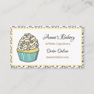 Bäckerei Yellow Sprinkler Cupcake Business Card Visitenkarte