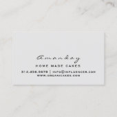 Bäckerei Zuhause Made Cake Logo Muffin Smile Elega Visitenkarte (Rückseite)