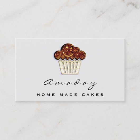 Bäckerei Zuhause Made Cake Logo Muffin Smile Elega Visitenkarte (Vorderseite)