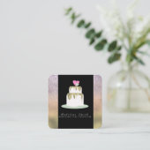 Bäckerei Zwei Tier Hochzeitstorte Gold Sparkle Quadratische Visitenkarte (Stehend Vorderseite)