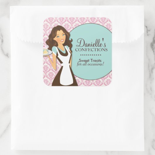 Bäckereiaufkleber Quadratischer Aufkleber (Tasche)