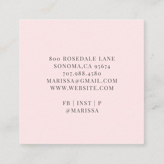 Bäckereien Koch Backbäcker Tools Rosa Square Busin Quadratische Visitenkarte (Rückseite)
