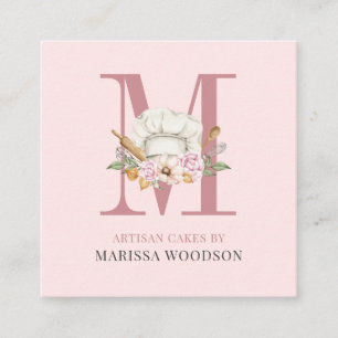 Bäckereien Koch Backbäcker Tools Rosa Square Busin Quadratische Visitenkarte