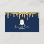 Bäckereien Koch Modernes Navy & Gold Cake Logo Visitenkarte (Vorderseite)