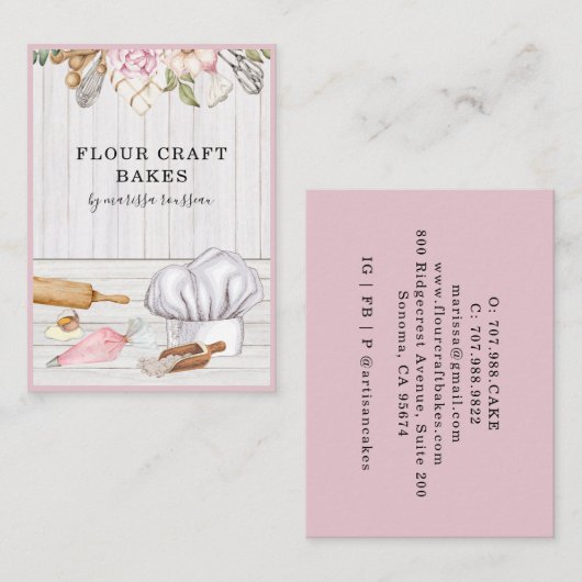 Bäckereien Koch Wasserfarben Backwerkzeuge Busines Visitenkarte (Vorne/Hinten)