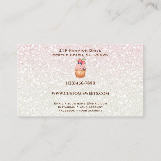 Bäckereifenster Konditorei Business Cards Visitenkarte (Rückseite)