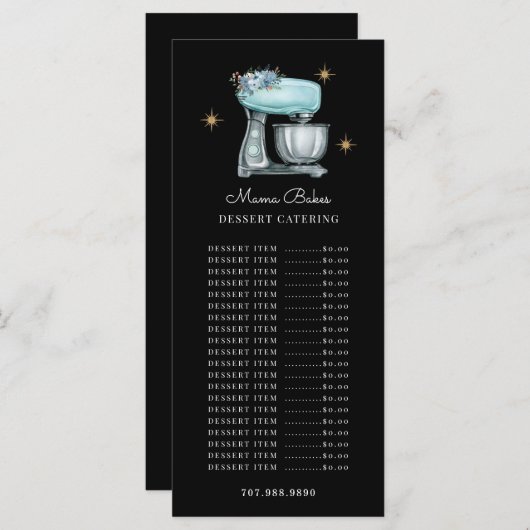 Bäckereigebäck Koch Aquarellfarben Backötchen Schw Menükarte (Vorne/Hinten)