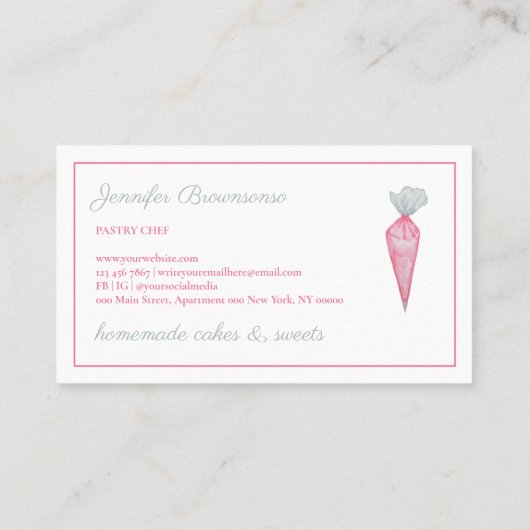 Bäckereigeschäft Aquarellgebäck Visitenkarte (Rückseite)