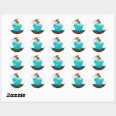 Bäckereikleber Blue Cupcake Chocolate Brown Runder Aufkleber (Blatt)