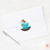 Bäckereikleber Blue Cupcake Chocolate Brown Runder Aufkleber (Umschlag)