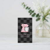 Bäckereimischer Rosé Schwarz Kariert QR-Code Visitenkarte (Stehend Vorderseite)