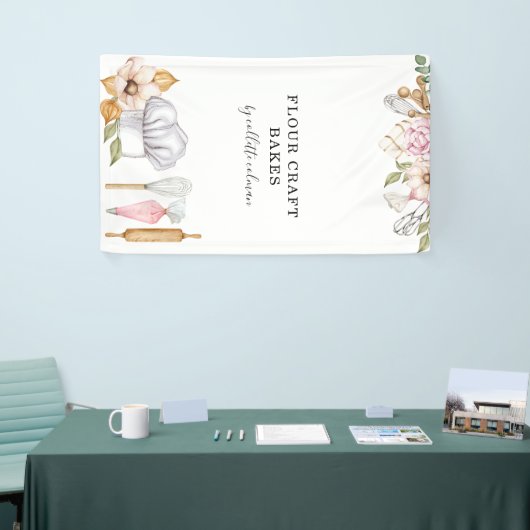 Bäckereimittel Koch Wasserfarben Backwerkzeuge Banner (Messeveranstaltung)