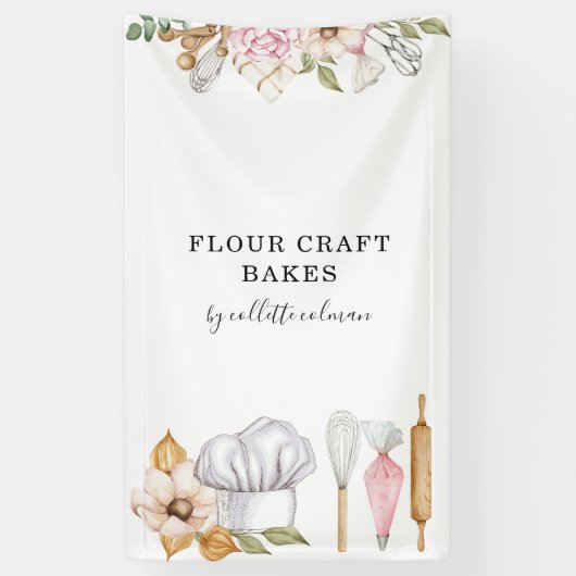 Bäckereimittel Koch Wasserfarben Backwerkzeuge Banner (Vertikal)