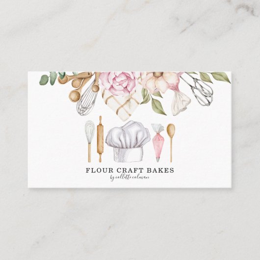 Bäckereimittel Koch Wasserfarben Backwerkzeuge Visitenkarte (Vorderseite)