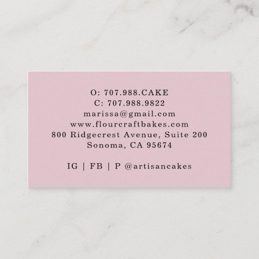 Bäckereimittel Koch Wasserfarben Backwerkzeuge Visitenkarte (Rückseite)