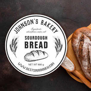Bäckereiname Sauerteigbrot Laib Vintage-Bäckerei Runder Aufkleber