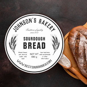 Bäckereiname Sauerteigbrot Laib Vintage Bäckerei Runder Aufkleber