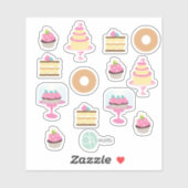 Bäckereispass Donut Cake Cupcake Collection Plane Aufkleber (Blatt)