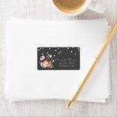 Bäckereiwerkzeuge Blume Goldenes Fest Adressaufkleber (Insitu)