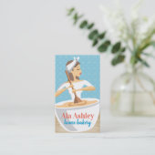 Bäckerin Backen Mischen Schüssel braunes Haar Visitenkarte (Stehend Vorderseite)