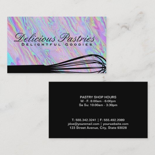 Backflüstern | Iridescent Holographic Visitenkarte (Vorne/Hinten)