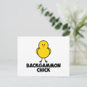 Backgammon Chick Postkarte (Stehend Vorderseite)