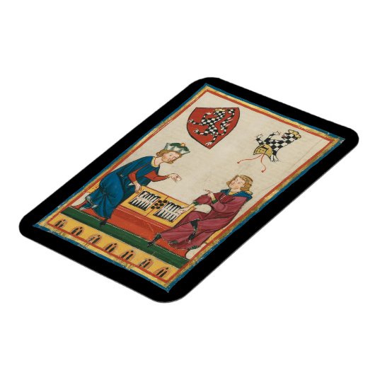 Backgammon Game, mittelalterliche Kunst des 14. Ja Magnet (Linke Seite)