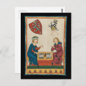 Backgammon Game, mittelalterliche Kunst des 14. Ja Postkarte (Vorne/Hinten)
